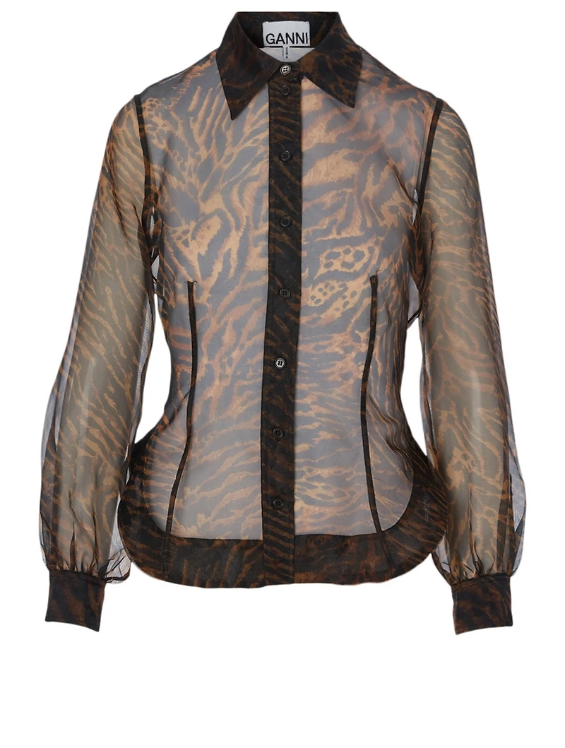 Organza Shirt Tiger Print