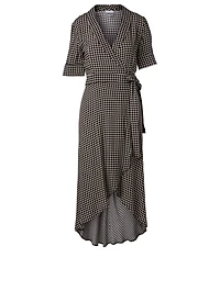 Wrap Midi Dress Check Print