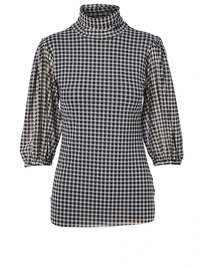 Turtleneck Top Check Print