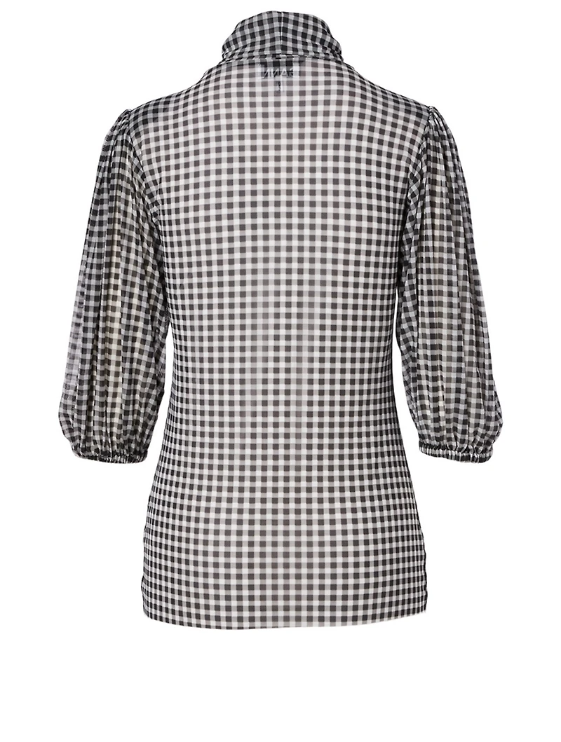Turtleneck Top Check Print