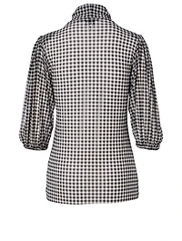Turtleneck Top Check Print