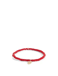 Beaded Bracelet With Baby 14K Gold Ruby Hamsa Charm