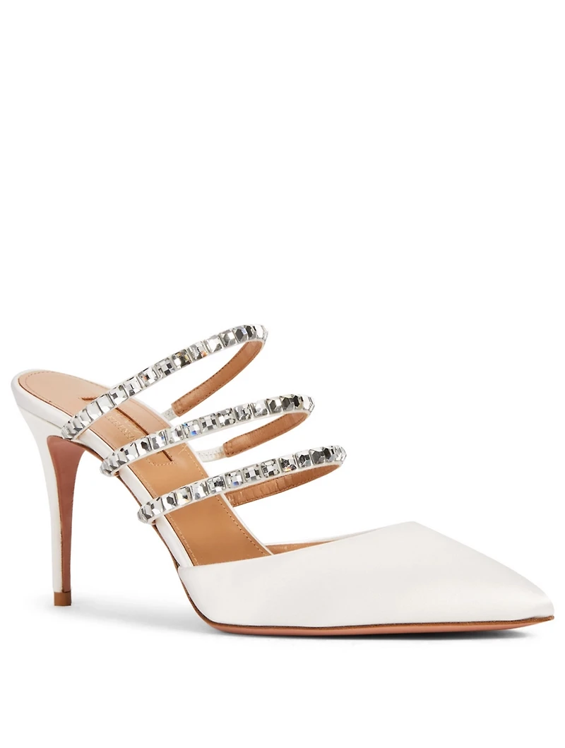 Donata 85 Satin Mules With Crystal Bands