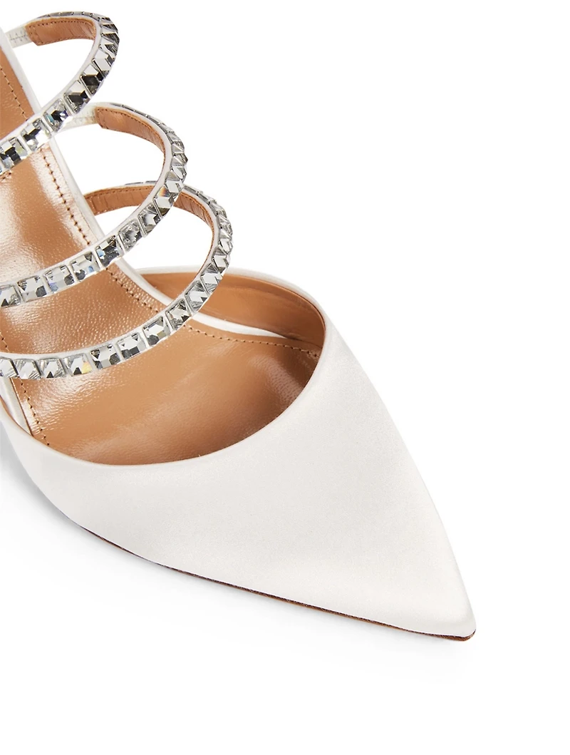 Donata 85 Satin Mules With Crystal Bands