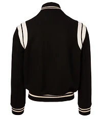 Wool-Blend Logo Teddy Jacket