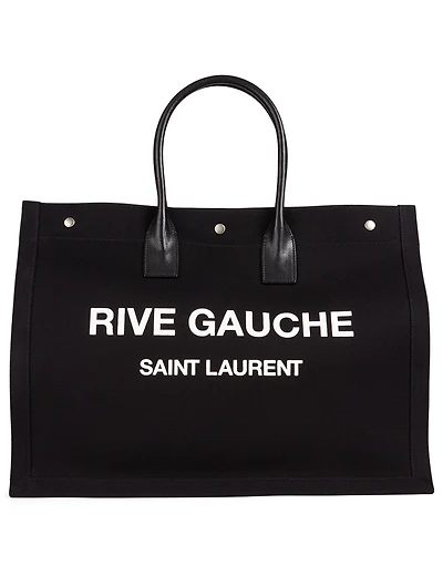 Rive Gauche Linen And Leather Tote Bag