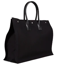 Rive Gauche Linen And Leather Tote Bag
