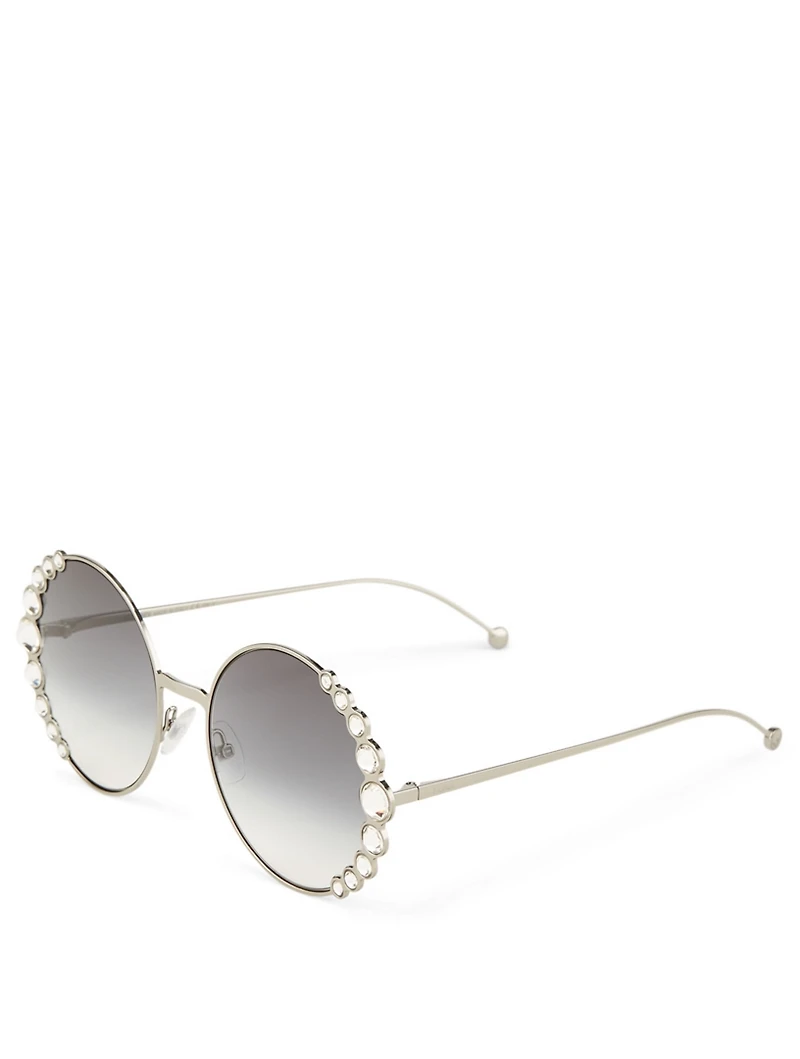 Ribbons & Crystals Round Sunglasses