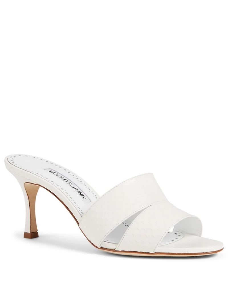 Iacopo Snakeskin Heeled Mule Sandals