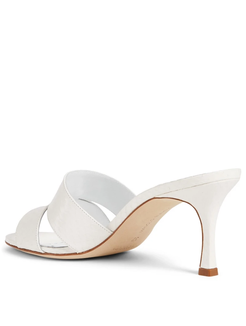 Iacopo Snakeskin Heeled Mule Sandals