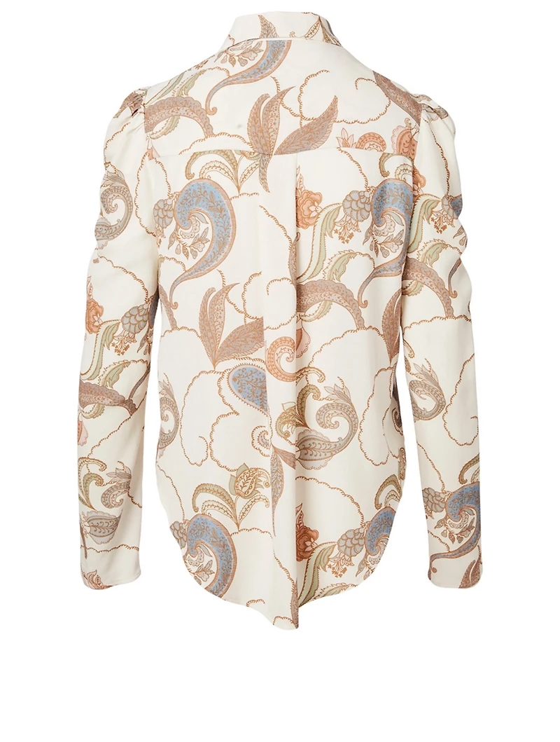 Puff-Shoulder Blouse Paisley Print