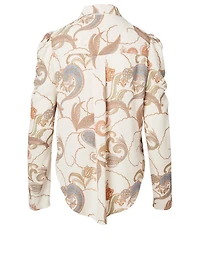 Puff-Shoulder Blouse Paisley Print