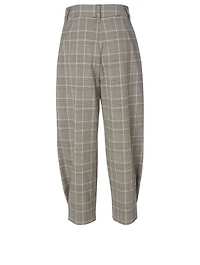 Curved Pants Check Print