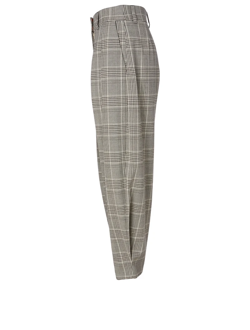 Curved Pants Check Print