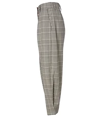 Curved Pants Check Print