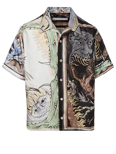 Silk Short-Sleeve Shirt Icarus Print