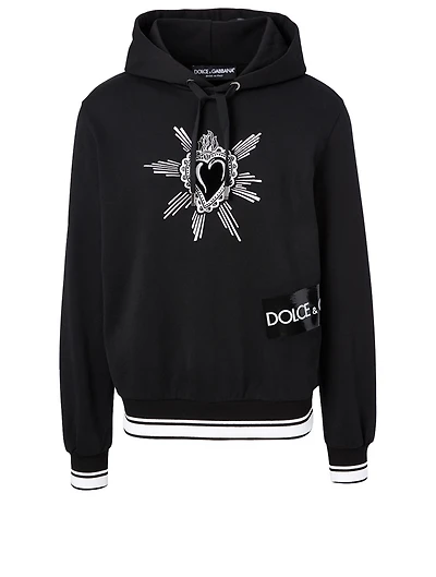 Cotton Hoodie With Heart Patch