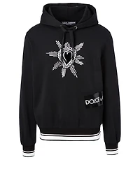 Cotton Hoodie With Heart Patch
