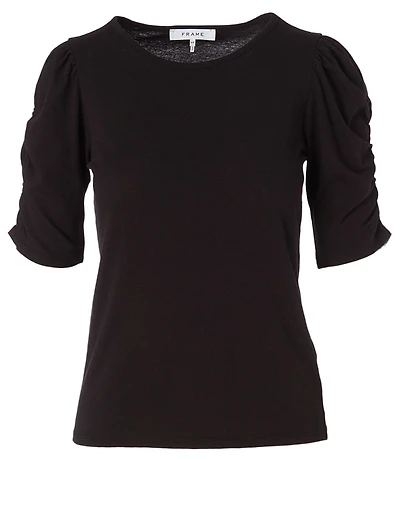 Cotton Gathered-Sleeve Top