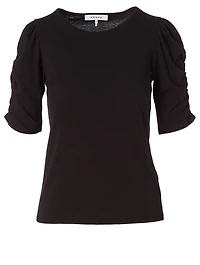 Cotton Gathered-Sleeve Top