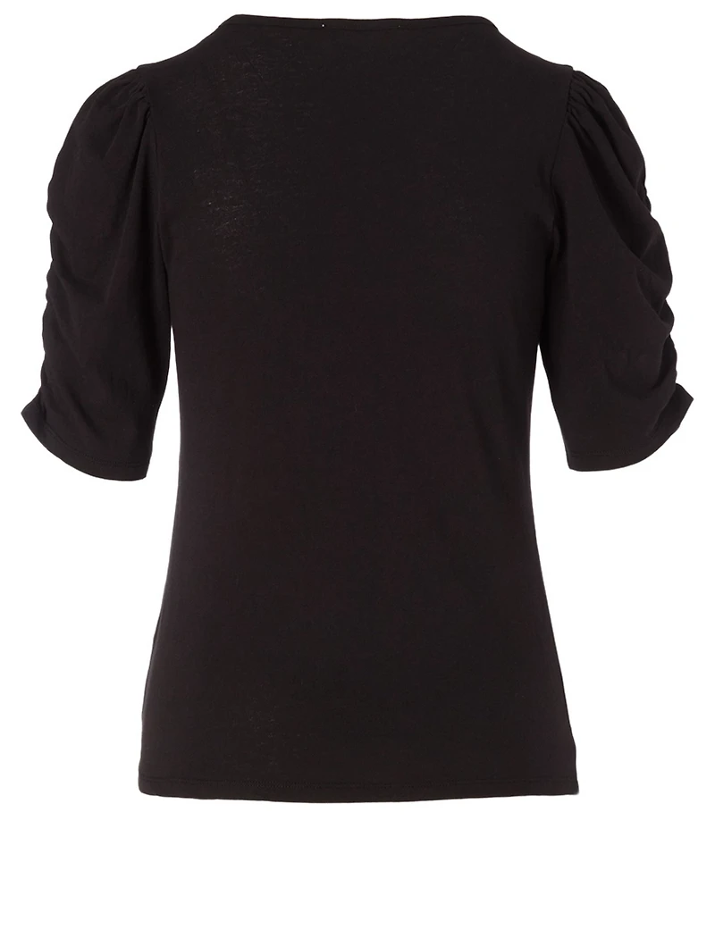 Cotton Gathered-Sleeve Top
