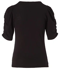 Cotton Gathered-Sleeve Top