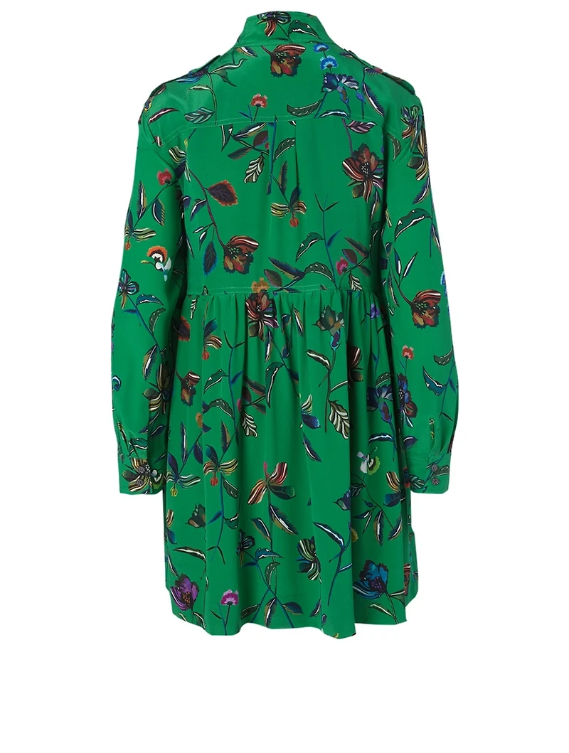 Silk Shirt Dress Floral Print