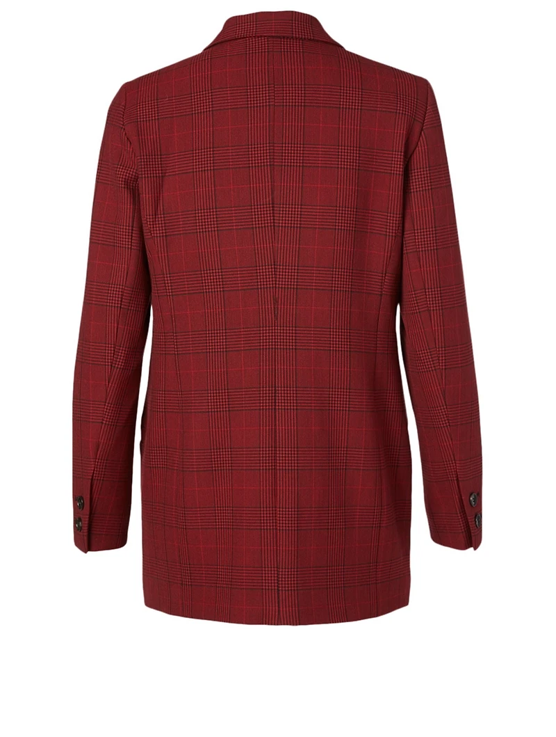 Double-Breasted Blazer Check Print