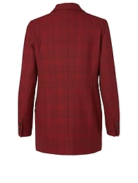 Double-Breasted Blazer Check Print