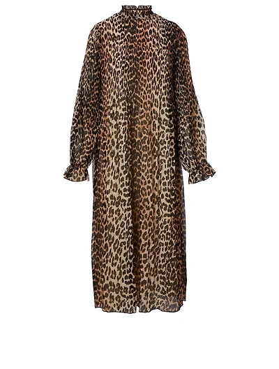 Long Georgette Dress Leopard Print
