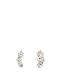 Aria 18K White Gold Triplet Stud Earrings With Diamonds