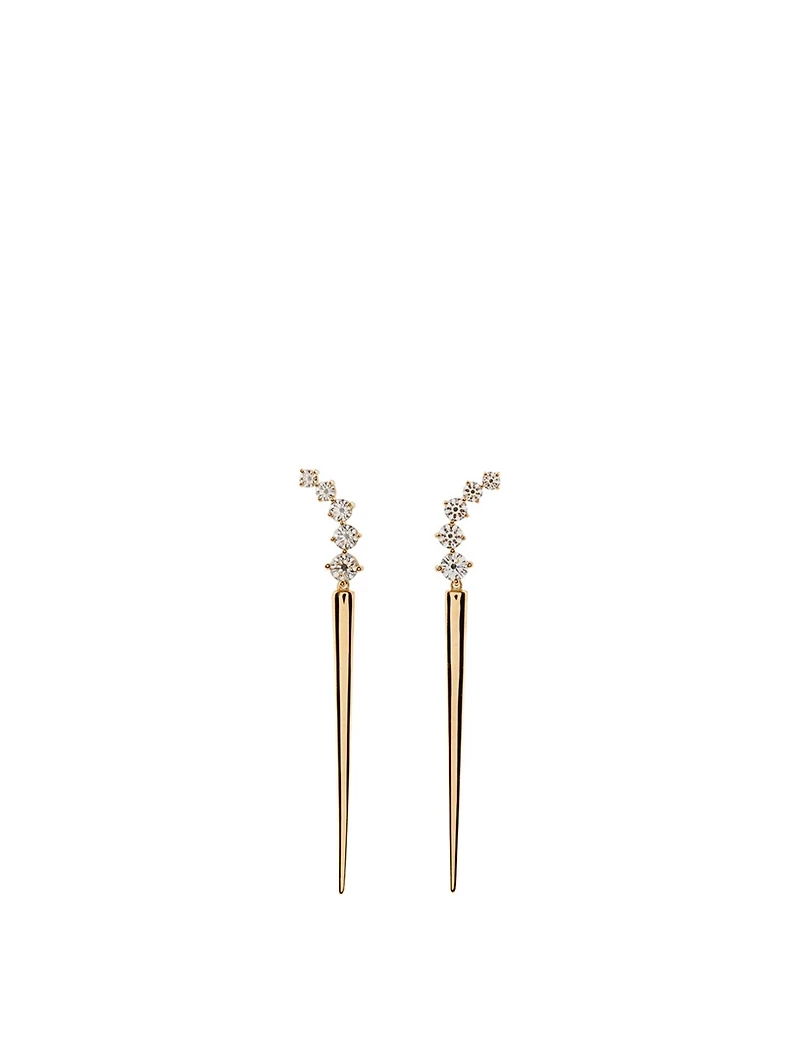 Aria 18K Gold Dagger Earrings With Diamonds