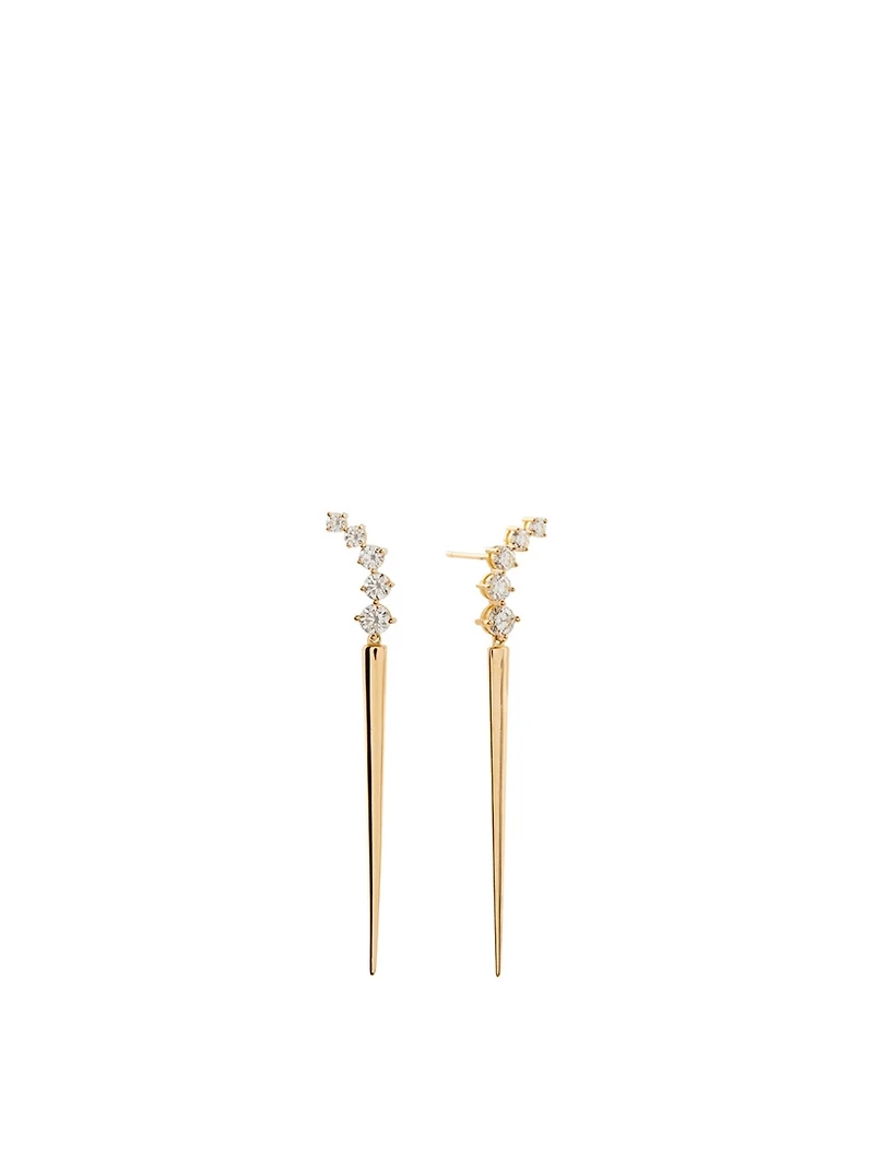 Aria 18K Gold Dagger Earrings With Diamonds