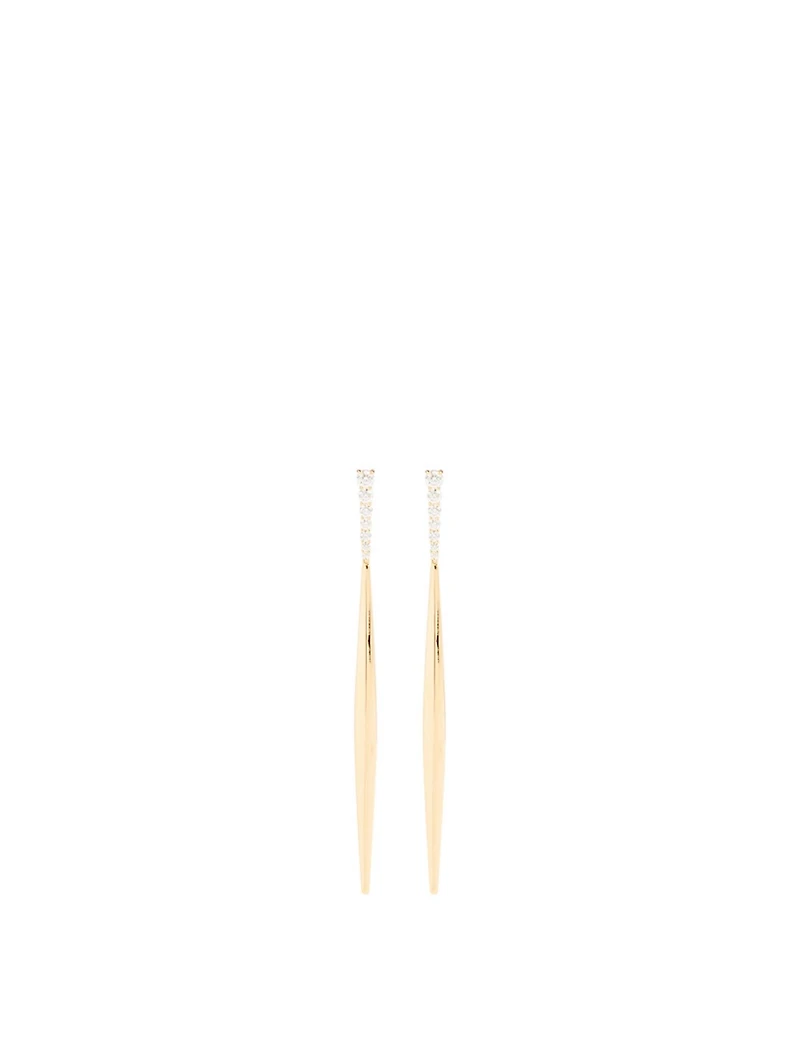 Aria 18K Gold Stiletto Earrings With Diamonds