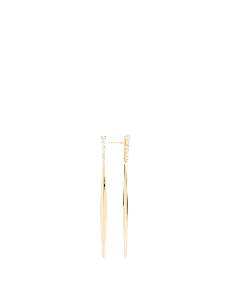 Aria 18K Gold Stiletto Earrings With Diamonds
