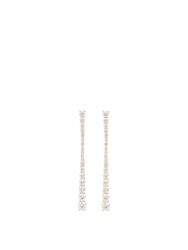 Small Aria 18K Rose Gold Stiletto Earrings With Diamonds