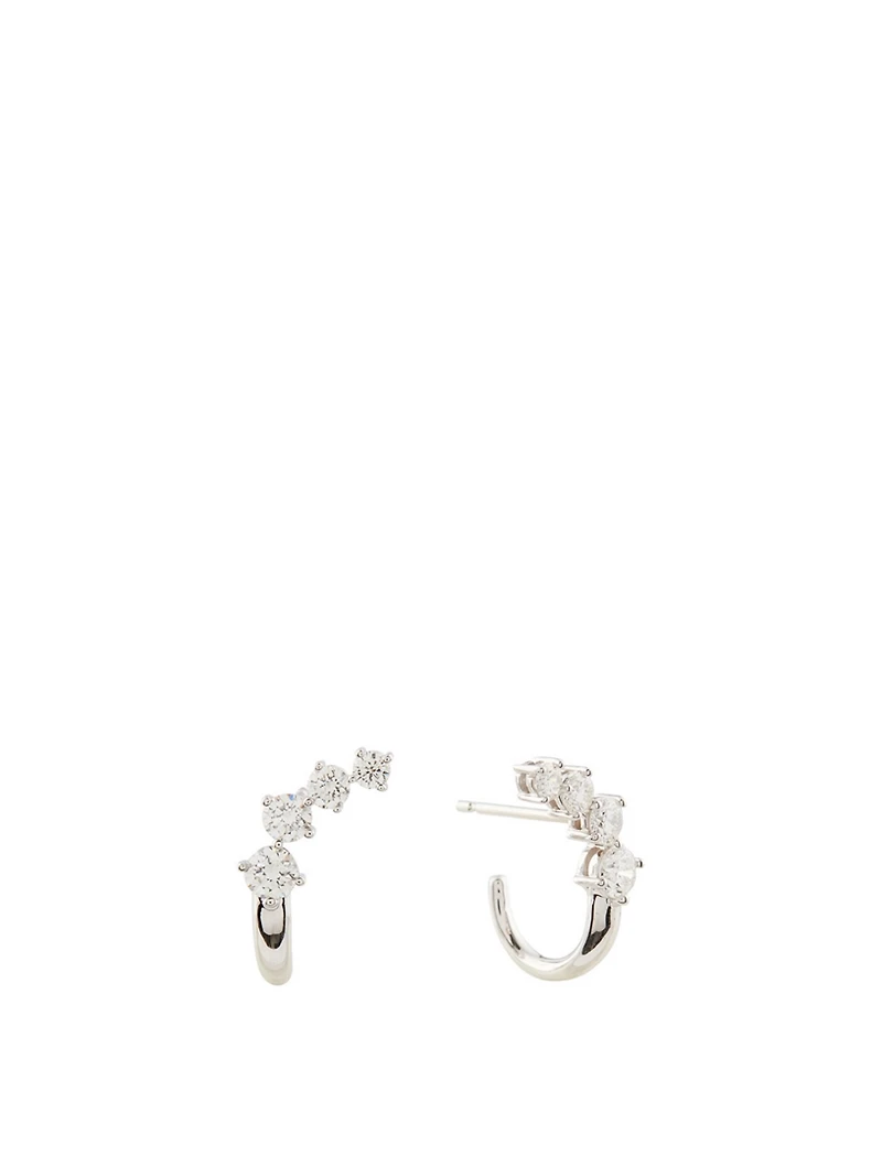 Aria 18K White Gold Huggie Hoop Dagger Earrings With Diamonds