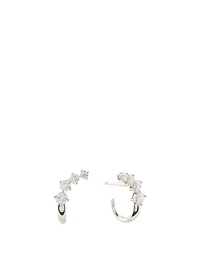 Aria 18K White Gold Huggie Hoop Dagger Earrings With Diamonds