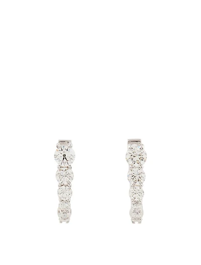 Aria 18K White Gold Huggie U Hoop Earrings With Diamonds