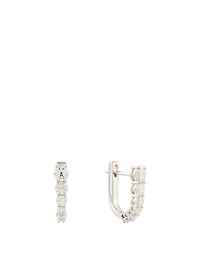 Aria 18K White Gold Huggie U Hoop Earrings With Diamonds