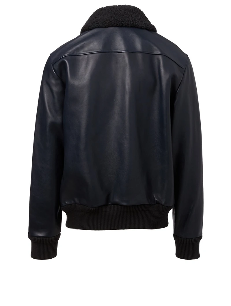 Leather Aviator Jacket With Shearling Collar