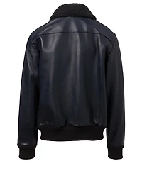 Leather Aviator Jacket With Shearling Collar