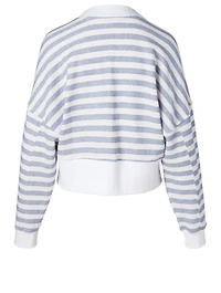 Drop Shoulder Sweater Stripe Print
