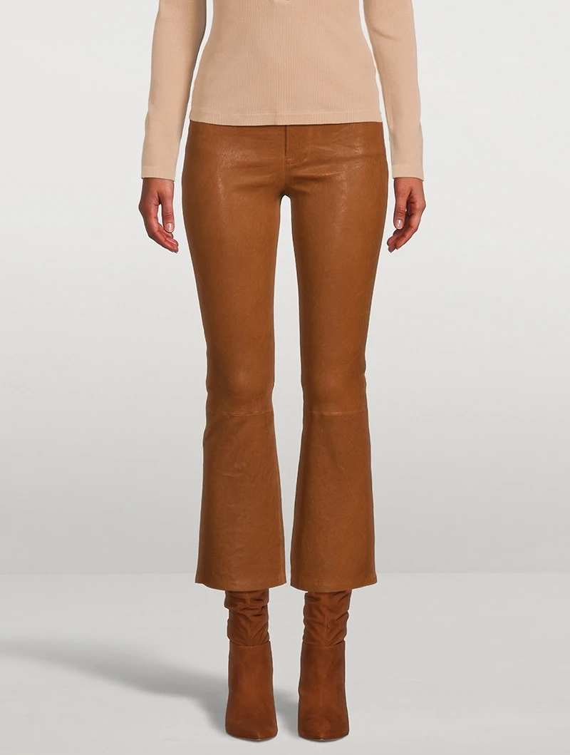 Le Crop Mini Bootcut Leather Pants