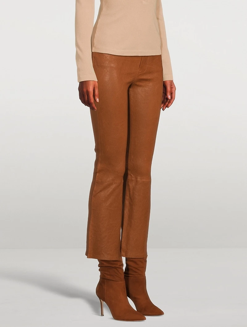 Le Crop Mini Bootcut Leather Pants