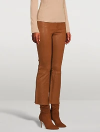 Le Crop Mini Bootcut Leather Pants