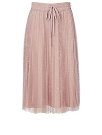 Pleated Tulle Midi Skirt