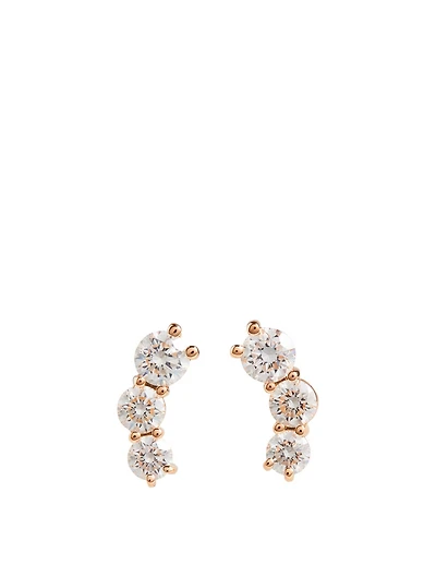 Aria 18K Rose Gold Triplet Stud Earrings With Diamonds