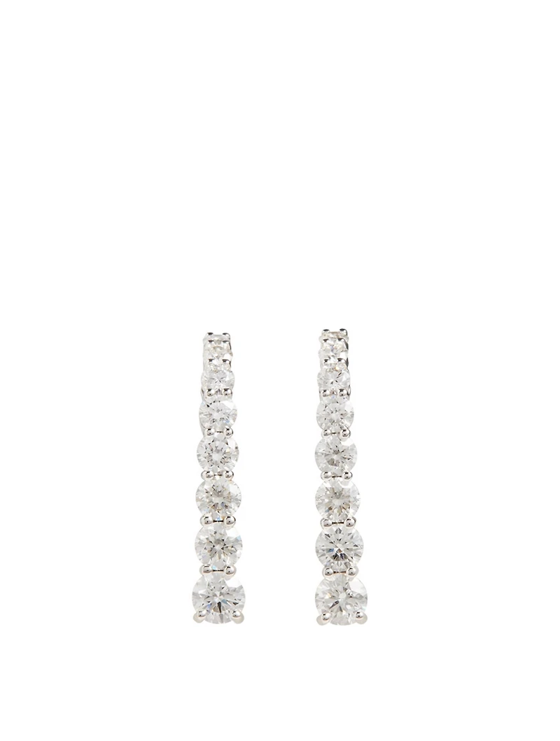Small Aria 18K White Gold Earhooks With Diamonds