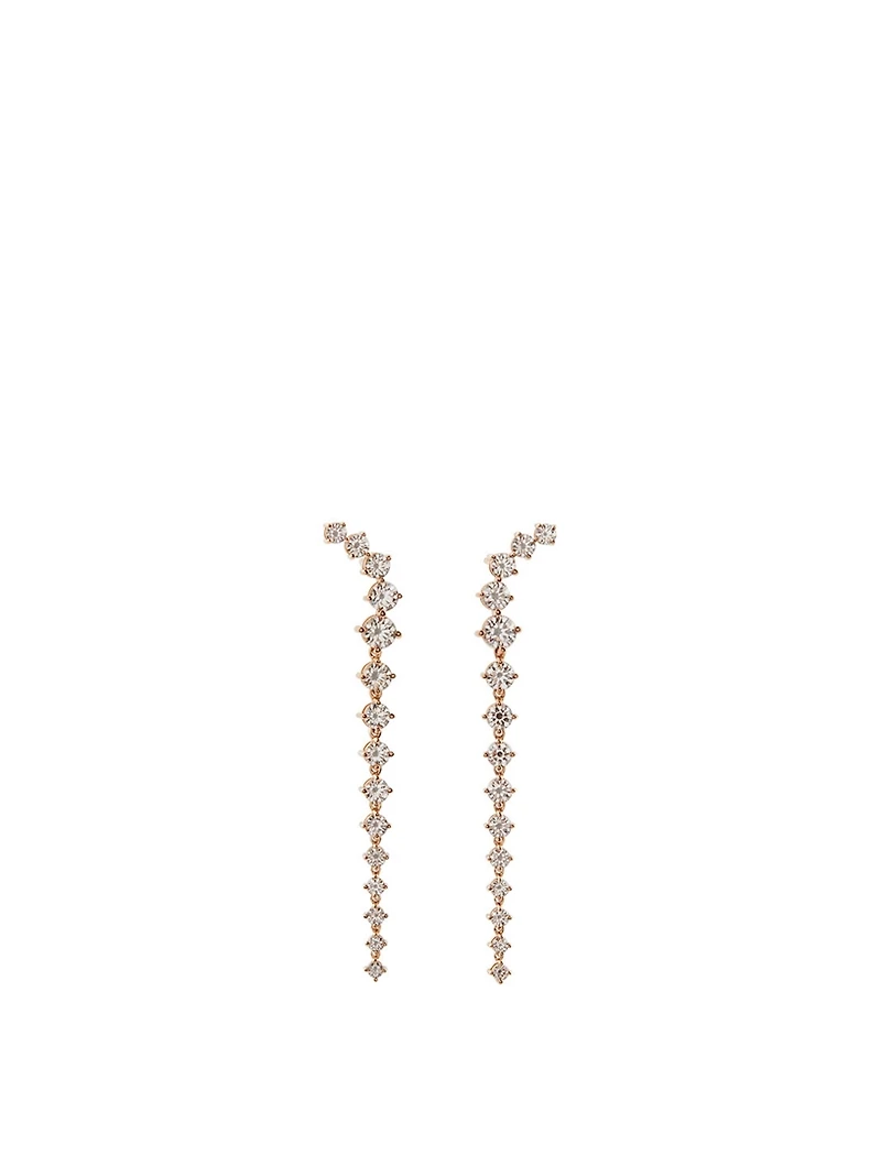 Aria 18K Rose Gold Dagger Earrings With Diamonds